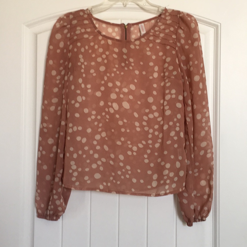 XS Blush Polka Dot Blouse